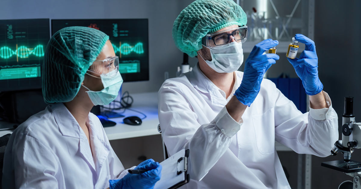 group of researchers testing vaccine