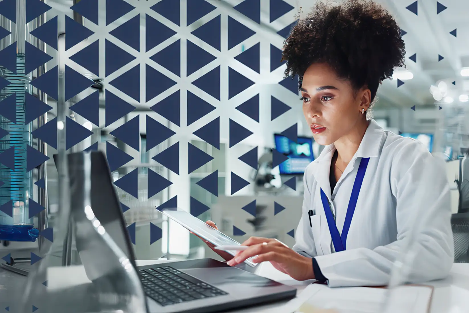 Scientist reviewing data